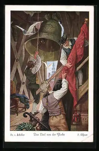 Künstler-AK sign. F. Elssner: Das Lied von der Glocke, Schiller