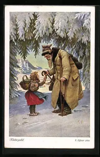 Künstler-AK sign. F. Eissner: Rübezahl - Ein armes kleines Weberkind...