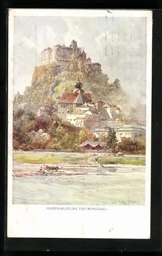Künstler-AK Edward Theodore Compton: Salzburg, Festung Hohensalzburg und Nonnberg