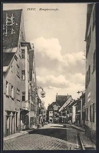 AK Isny, Kempterstrasse mit Geschäften