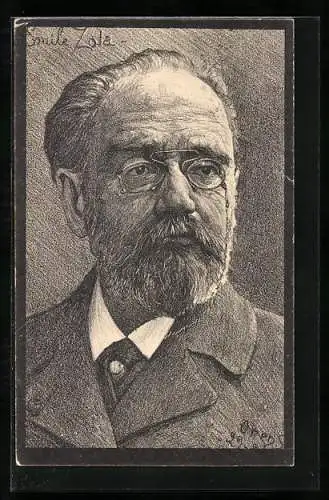 Künstler-AK Charles Denizard (Orens): Portrait Emile Zola 1902