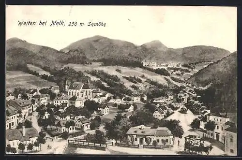 AK Weiten bei Melk, Ortsansicht aus der Vogelschau