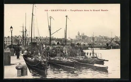 AK Granville, Torpilleurs dans le Grand Bassin, Kriegsschiffe im Hafen