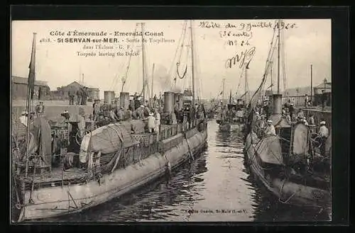 AK Saint-Servan, sortie de torpilleurs dans l'écluse, Kriegshafen