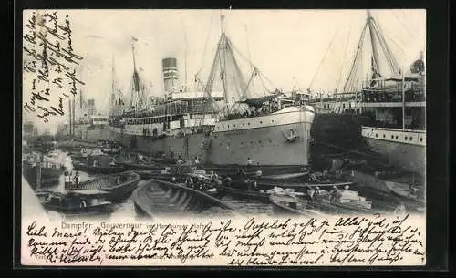 AK Hamburg, Dampfer Gouverneur am Hafen