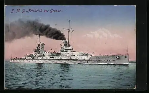 AK S.M.S. Friedrich der Grosse, Kriegsschiff unter Volldampf
