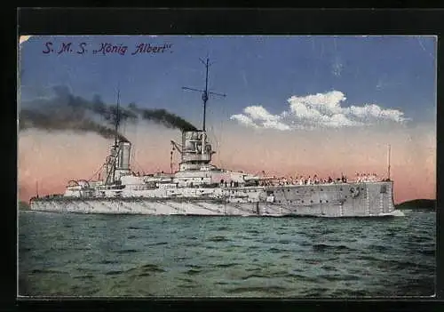 AK Kriegsschiff S.M.S. König Albert auf See