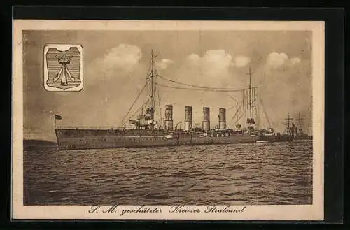 AK SM geschützter Kreuzer Stralsund in der Gesamtansicht