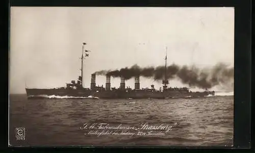 AK S. M. Turbinenkreuzer Strassburg, Meilenfahrt bei Neukrug