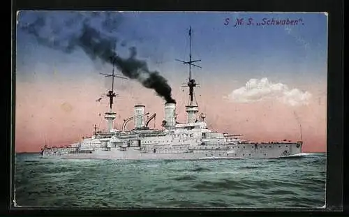 AK SMS Schwaben in voller Fahrt