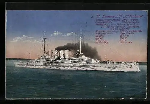 AK Kriegsschiff, das S.M. Linienschiff Oldenburg