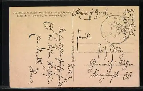 AK SM Panzerkreuzer Blücher