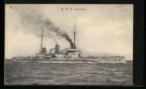 AK Kriegsschiff S.M.S. Westfalen auf hoher See