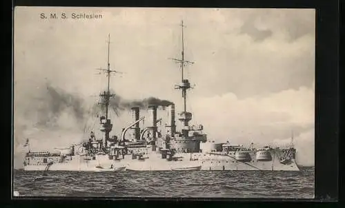 AK SMS Schlesien in Fahrt