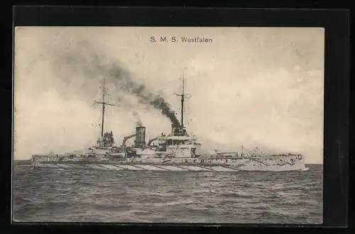 AK SMS Westfalen in Fahrt
