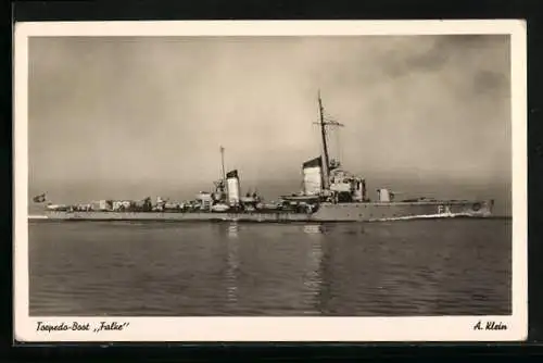 AK Torpedoboot Falke in voller Fahrt