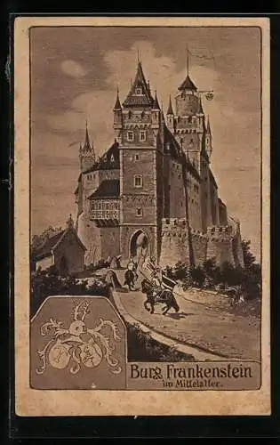 AK Mühltal / Hessen, Blick zur Burg Frankenstein