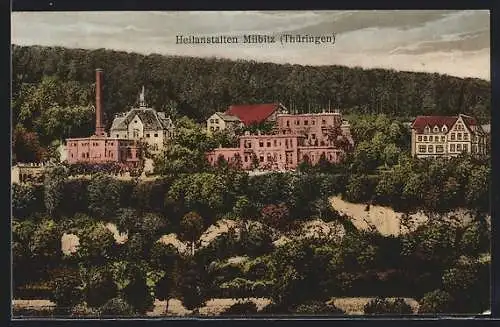 AK Milbitz / Gera, Blick auf die Heilanstalten