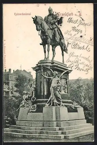 AK Frankfurt a. M., Blick auf das Kaiserdenkmal
