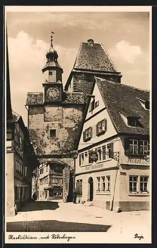 AK Rothenburg / Tauber, Hotel Markusturm und Röderbogen