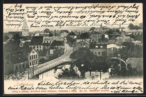 AK Lütjenburg, Teilansicht mit Kirche und Strassenpartie