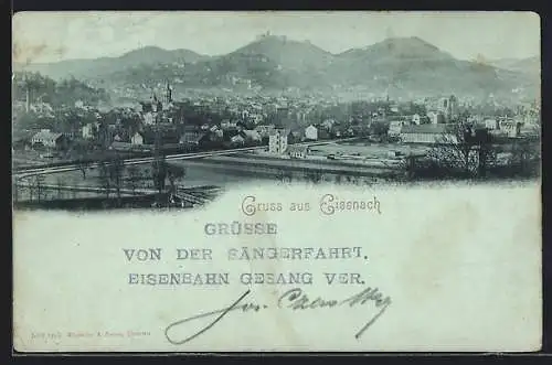 Mondschein-AK Eisenach / Thüringen, Teilansicht mit Burg