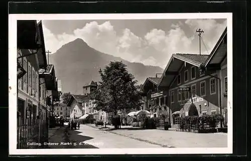 AK Golling, Unterer Markt g. d. Kratzspitz, Gasthof Hauslwirt