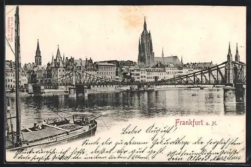 AK Frankfurt a. M., Stadtansicht mit Brücke