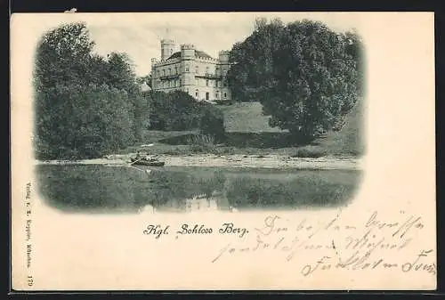 AK Berg / Starnberger See, Schloss Berg vom Wasser aus