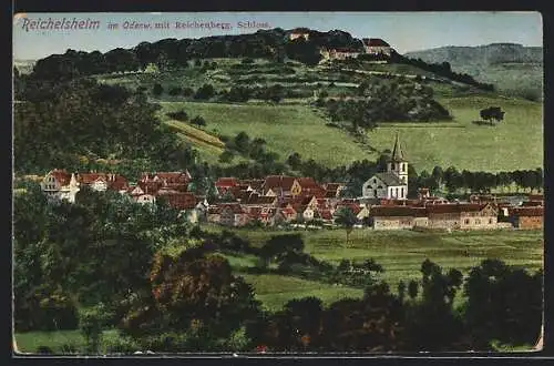 AK Reichelsheim im Odenw., Teilansicht mit Reichenberg und Schloss