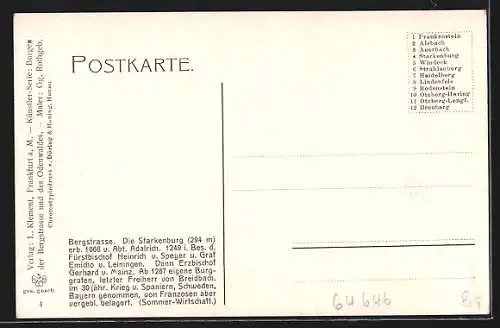 Künstler-AK Heppenheim / Bergstrasse, Starkenburg im Abendlicht