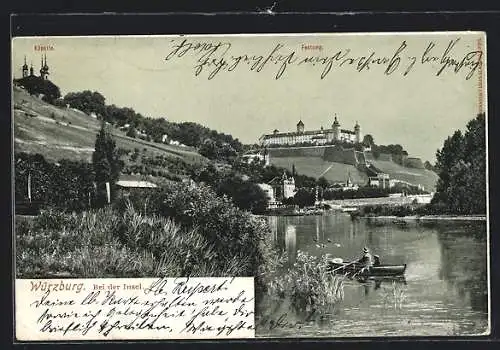 AK Würzburg, Bei der Insel mit Käpelle und Festung