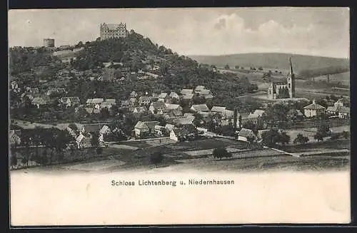 AK Niedernhausen / Odenwald, Teilansicht mit Schloss Lichtenberg