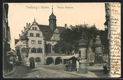 AK Freiburg / Breisgau, am neuen Rathaus