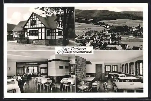AK Grafschaft / Sauerland, Cafe Vollmers, 2 Innenansichten, Aussenansicht, Ortsansicht