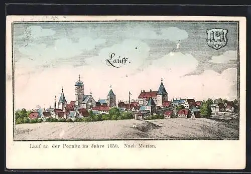AK Lauf / Pegnitz, Motiv der Stadt von 1650, nach Merian