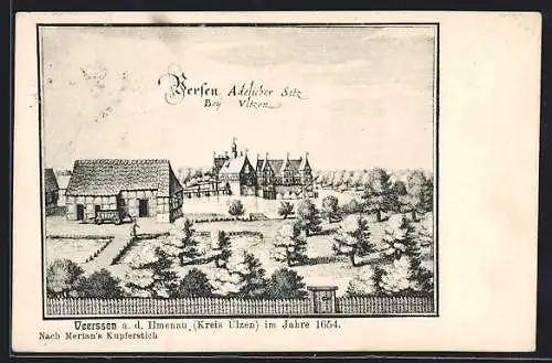 Künstler-AK Veerssen a. d. Ilmenau, Alte Ortsansicht nach Merian von 1654