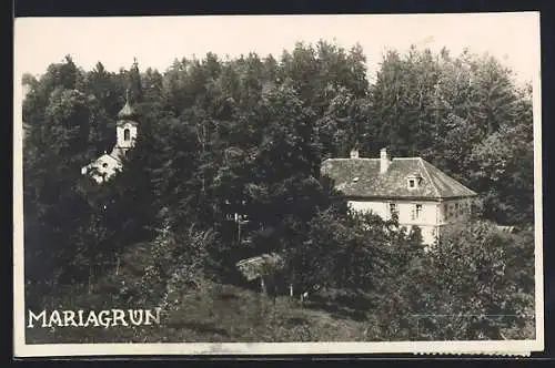 AK Graz, Mariagrün, Kirche mit Nebengebäude