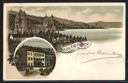 Lithographie Laacher See, Hotel Maria Laach