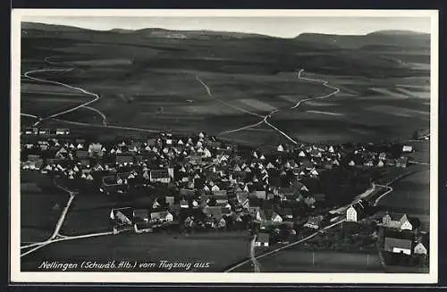 AK Nellingen / Schwäb. Alb, Flugzeugaufnahme des Ortes