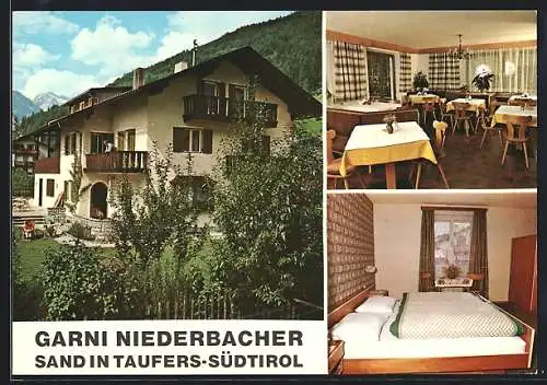 AK Sand in Taufers, Garni Niederbacher in drei Ansichten