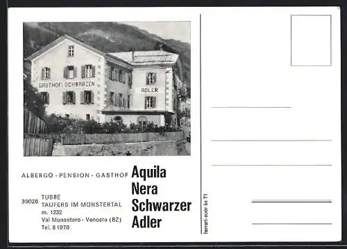 AK Taufers im Münstertal, Pension-Gasthof Schwarzer Adler