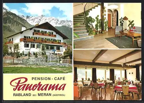 AK Partschins im Vinschgau, Rabland, Pension-Café Panorama