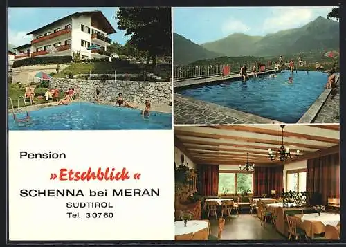 AK Schenna b. Meran, Pension Etschblick, Bes. Fam. Pföstl