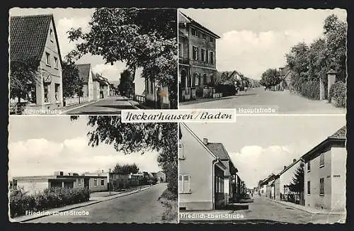 AK Neckarhausen / Edingen, Schlossstrasse, Hauptstrasse, Friedrich-Ebert-Strasse