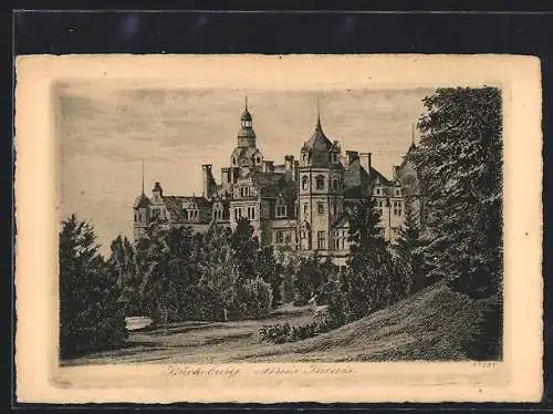 Künstler-AK Bückeburg, Hirsch vor dem neuen Palais