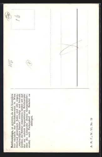 Künstler-AK Wien, Bettlerstiege, Werbeschilder