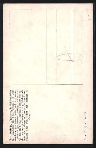 Künstler-AK Wien, Bettlerstiege, Werbeschilder