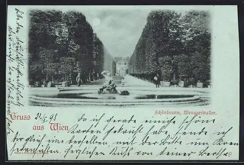 Mondschein-AK Wien, Schönbrunn, Menagerieallee