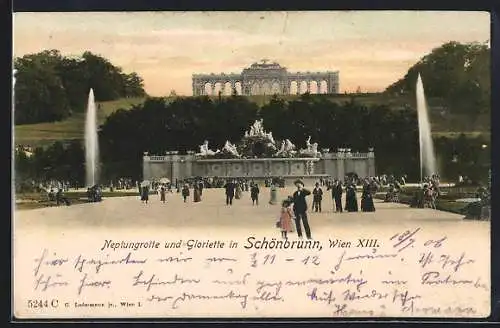 AK Wien Schönbrunn, Neptungrotte und Gloriette